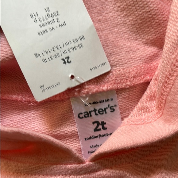 NWT Toddler Girl - 2T Carter's Pink Outfit with Gold Accent - Picture 3 of 5